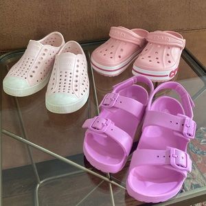 Lot of 3 Rubber Girls Pink Summer Shoes Sandals